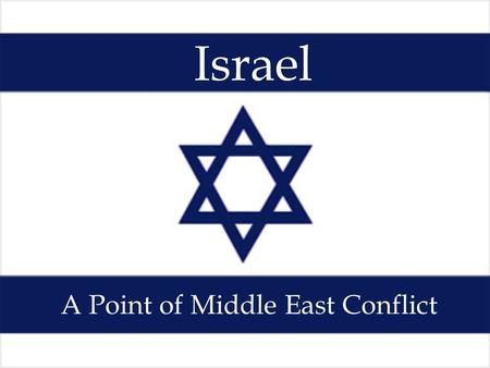 Israel A Point of Middle East Conflict. Background History of Palestine The area that is Israel today used to be called Palestine. The Jews view Israel.