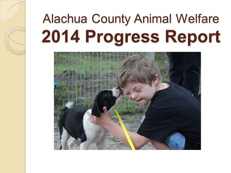 Alachua County Animal Welfare 2014 Progress Report.