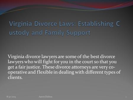 Virginia divorce lawyers are some of the best divorce lawyers who will fight for you in the court so that you get a fair justice. These divorce attorneys.