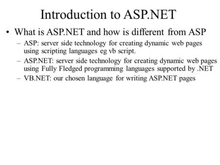Introduction to ASP.NET