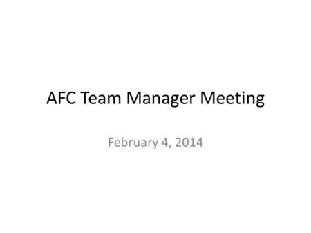 AFC Team Manager Meeting