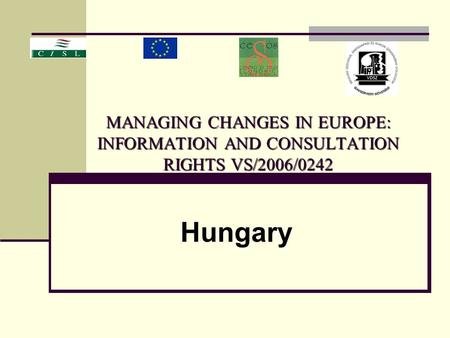 MANAGING CHANGES IN EUROPE: INFORMATION AND CONSULTATION RIGHTS VS/2006/0242 Hungary.