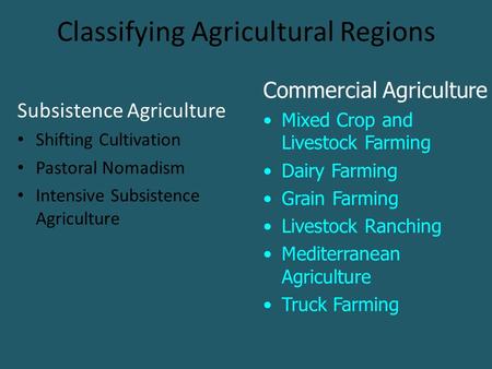 Classifying Agricultural Regions