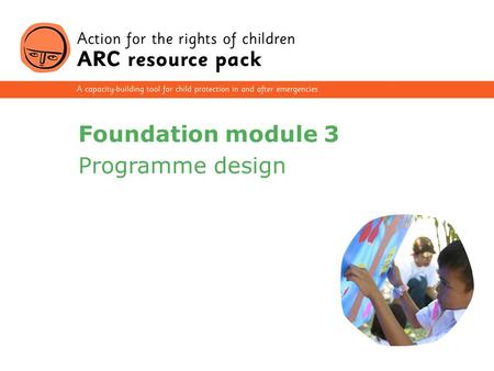 1 Foundation module 3 Programme design. 2 Section 1 Understand childhoods and child protection issues Section 2 Know the law and child rights Section.