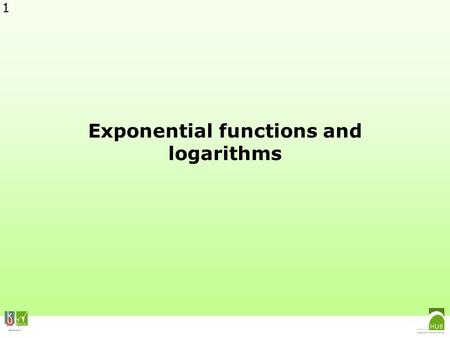 VLEKHO-HONIM 1 Exponential functions and logarithms.