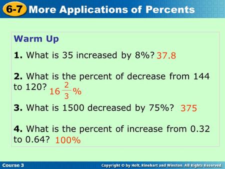 2. What is the percent of decrease from 144 to 120?