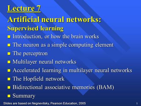 Artificial neural networks: