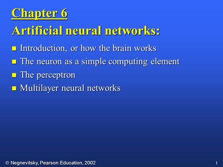 Artificial neural networks: