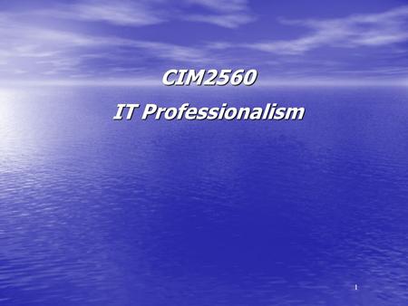 CIM2560 IT Professionalism.