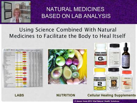 NATURAL MEDICINES BASED ON LAB ANALYSIS Using Science Combined With Natural Medicines to Facilitate the Body to Heal Itself LABS NUTRITION Cellular Healing.