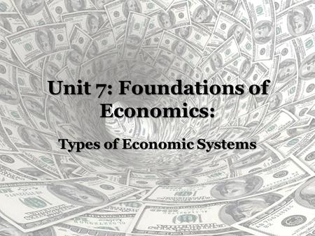 Unit 7: Foundations of Economics: