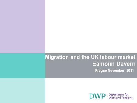 Migration and the UK labour market Eamonn Davern Prague November 2011.