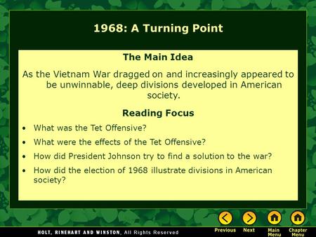 1968: A Turning Point The Main Idea