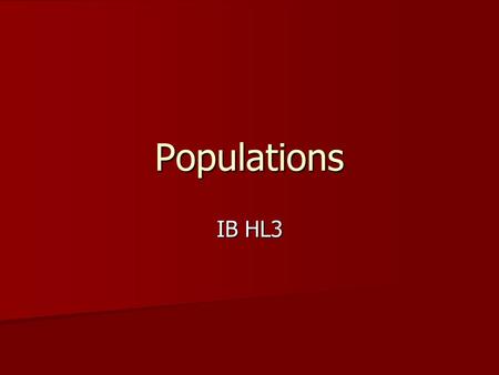Populations IB HL3. Today’s Standards 5.3.1- Outline how population size is affected by natality, immigration, mortality, and emigration. 5.3.1- Outline.