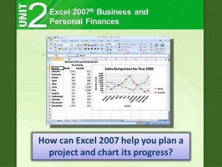 Excel 2007 ® Business and Personal Finances How can Excel 2007 help you plan a project and chart its progress?