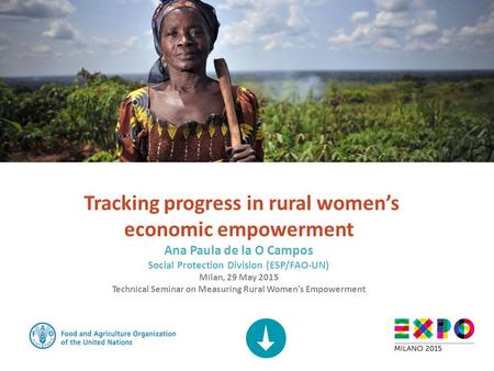 Tracking progress in rural women’s economic empowerment Ana Paula de la O Campos Social Protection Division (ESP/FAO-UN) Milan, 29 May 2015 Technical Seminar.
