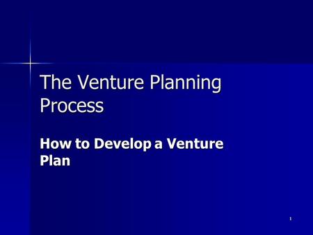 The Venture Planning Process