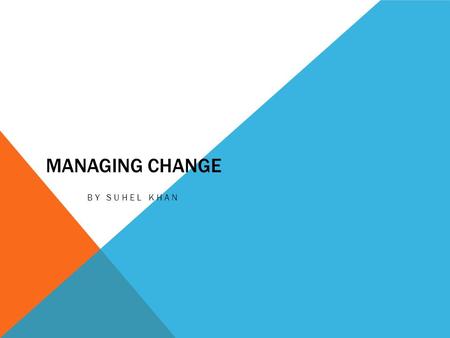 Managing Change By Suhel Khan.