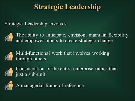 Strategic Leadership Strategic Leadership involves: