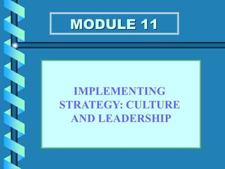 MODULE 11 IMPLEMENTING STRATEGY: CULTURE AND LEADERSHIP.