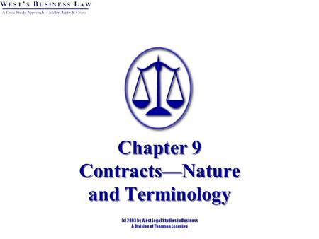 Chapter 9 Contracts—Nature and Terminology
