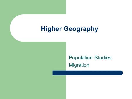 Population Studies: Migration
