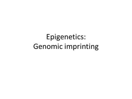 Epigenetics: Genomic imprinting. Genomic Imprinting Preferential expression (or repression) of one parental allele Epigenetic modification mechanism (CpG.