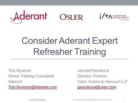 Consider Aderant Expert Refresher Training