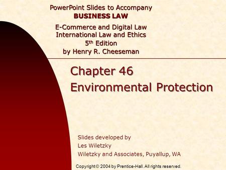 Chapter 46 Environmental Protection