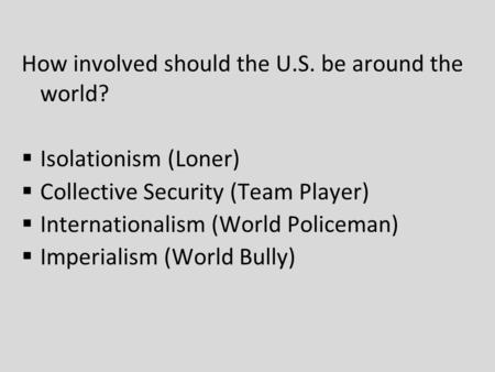 How involved should the U.S. be around the world?
