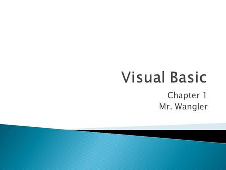 Visual Basic Chapter 1 Mr. Wangler.