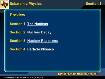 Preview Section 1 The Nucleus Section 2 Nuclear Decay