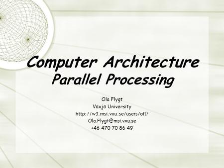 Computer Architecture Parallel Processing