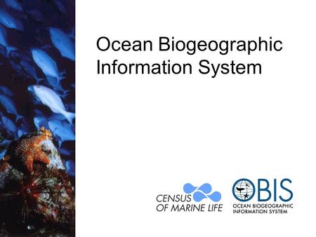 Ocean Biogeographic Information System. ‘Mission’ OBIS publishes primary data on marine species locations online through www.iobis.org www.iobis.org –It.
