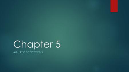 Chapter 5 Aquatic Ecosystems.