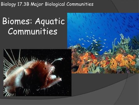 Biology 17.3B Major Biological Communities