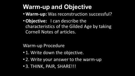 Warm-up and Objective Warm-up: Was reconstruction successful?