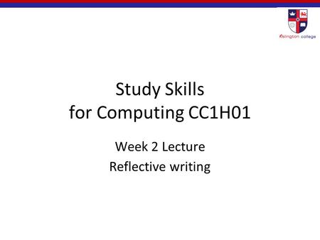 Study Skills for Computing CC1H01