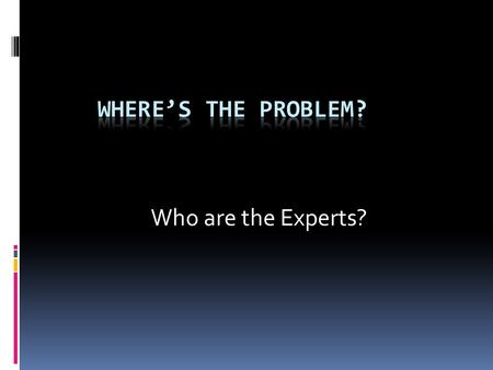Who are the Experts?. The following slides…  … are meant to promote (provoke?) discussion.  …at points may make you mad… plain frustrated or even.