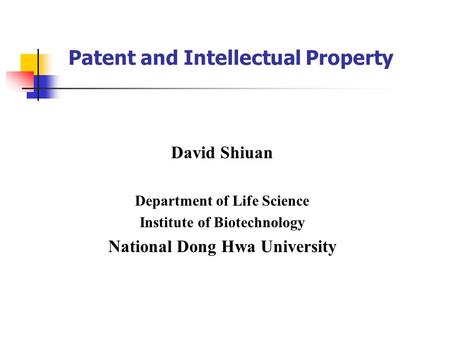 Patent and Intellectual Property