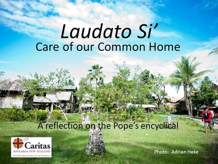Laudato Si’ Care of our Common Home A reflection on the Pope’s encyclical Photo: Adrian Heke.