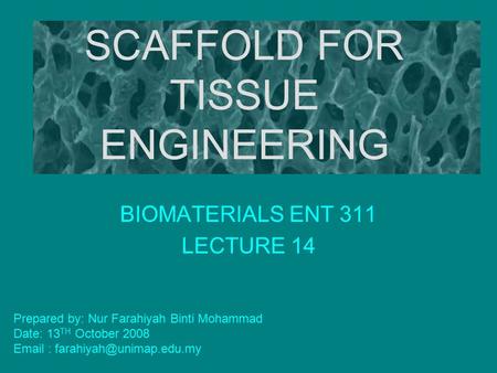SCAFFOLD FOR TISSUE ENGINEERING