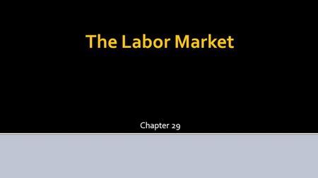 The Labor Market Chapter 29. The Labor Market  Supply of labor – number of people willing to work at different wage-levels  Demand for labor – number.