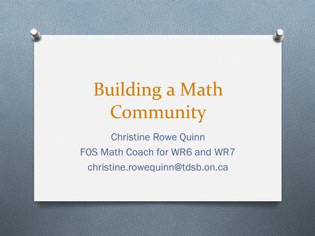 Building a Math Community