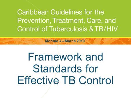 Framework and Standards for Effective TB Control Module 3 – March 2010