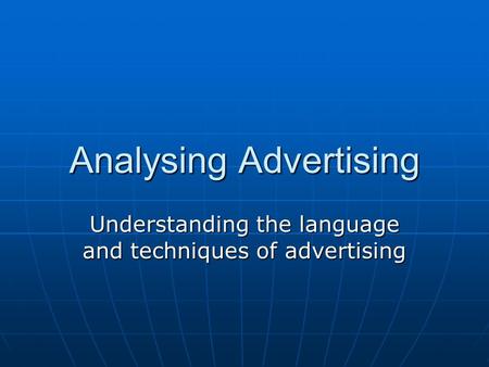 Analysing Advertising