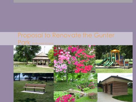 Proposal to Renovate the Gunter Park By Brooke Hogan By Brooke Hogan.