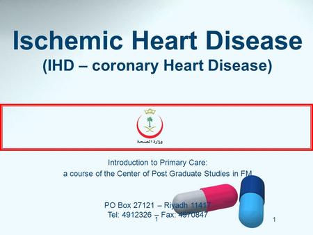 Ischemic Heart Disease (IHD – coronary Heart Disease)