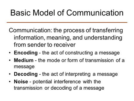 Basic Model of Communication