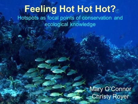 Hotspots as focal points of conservation and ecological knowledge Feeling Hot Hot Hot? Mary O’Connor Christy Royer.